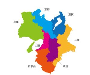 関西の名前入り地図